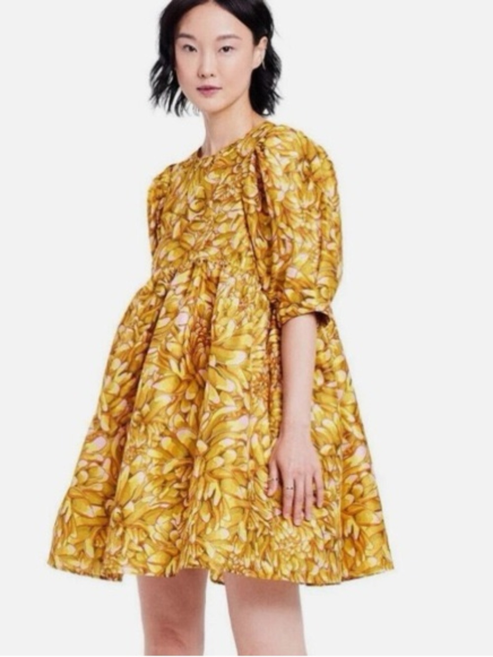 Kika Vargas x Target Yellow Floral Puff-Sleeve Mini Dress Size 1X